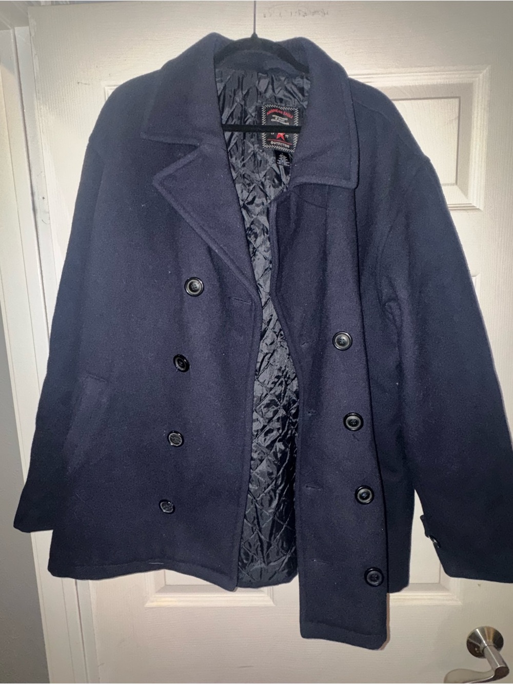 American Eagle Outfitters Navy Double-Breasted Peacoat